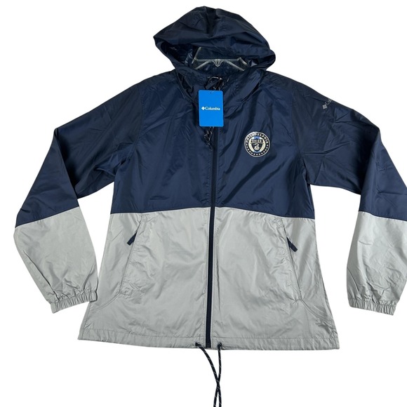 Columbia Jackets & Blazers - Philadelphia Union Jacket Womens Medium Blue Gray MLS Soccer Windbreaker Hooded